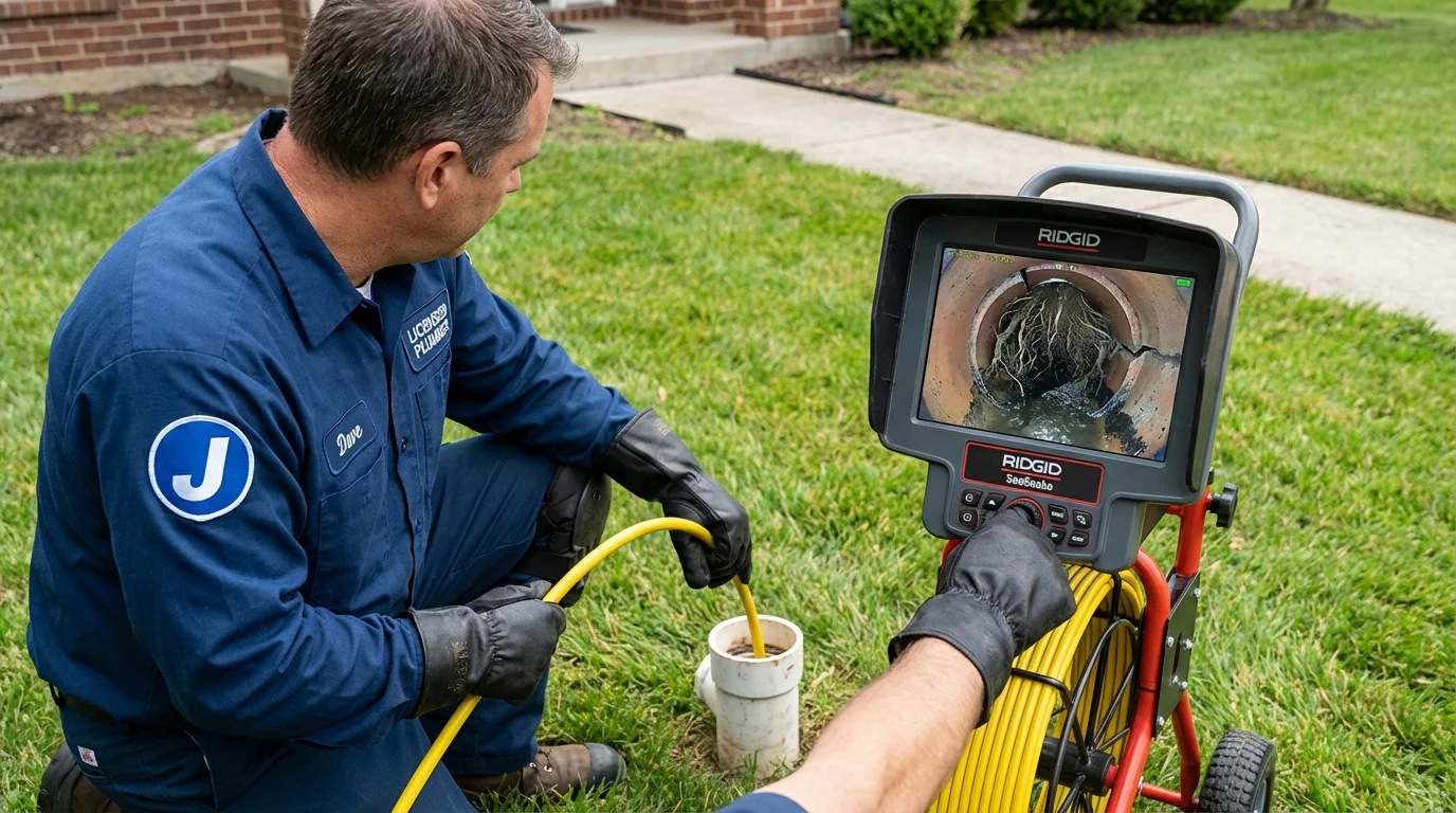 Sewer camera inspection being performed by Johns Plumbing LLC in Crane