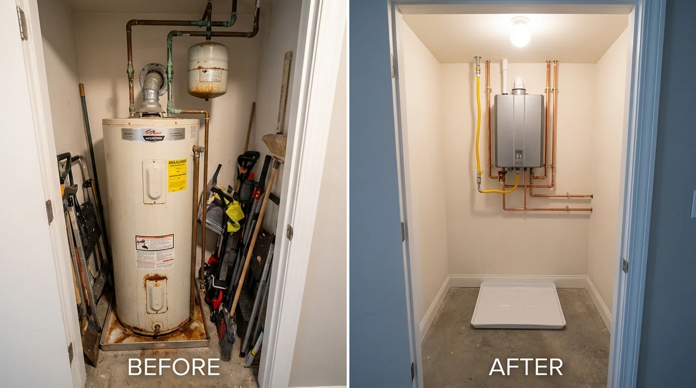 Tank water heater versus wall-mounted tankless unit comparison for Crane, TX homeowners
